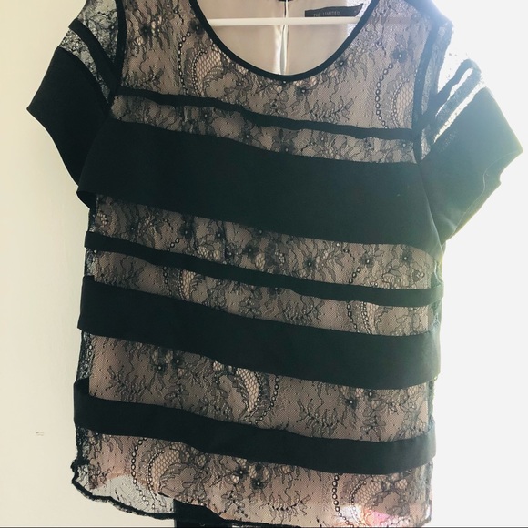 Black stripe and lace Top from The Limited - Picture 3 of 5